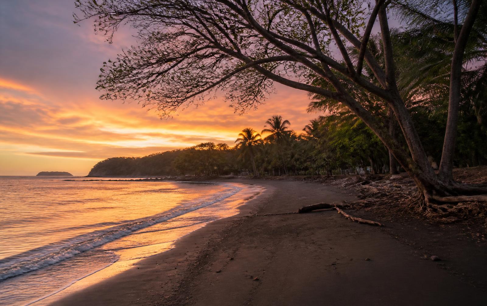 Sunset over a Guanacaste beach on Costa Rica's Pacific coast